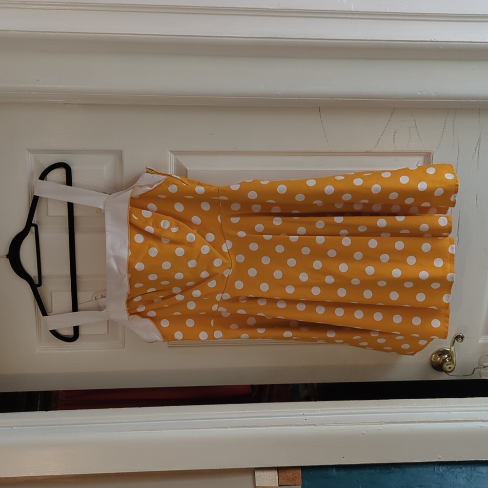 Pinup Couture Golightly Dress Polkadot Yellow Fits Like A 2x